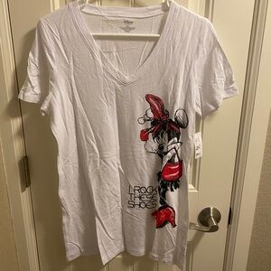 NWT Vintage Disney Store XXL Top Ladies Juniors Minnie Mouse Bling Shoes Shirt